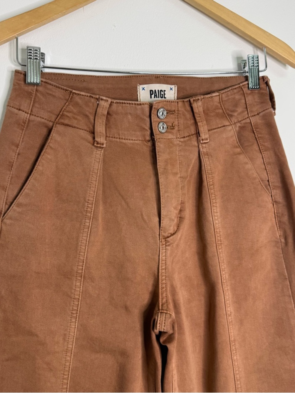 PAIGE Brooklyn Straight Ankle Pants Size 25 Brown High Rise Stretch - Picture 4 of 9